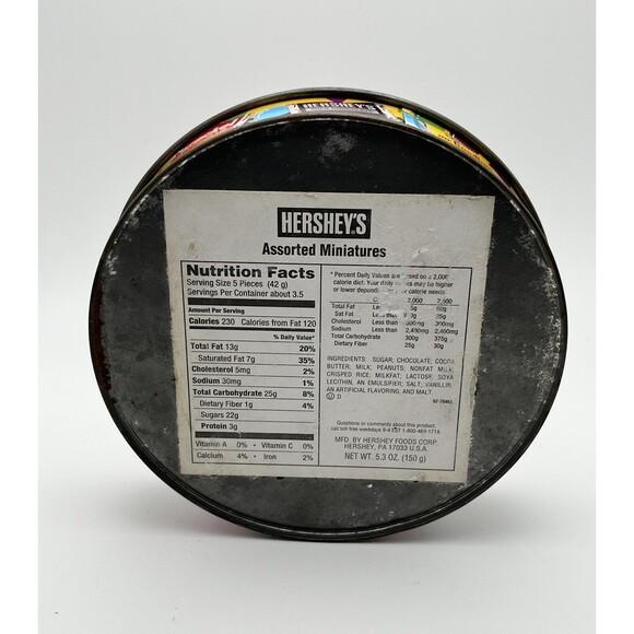 Vintage 1997 Hershey's Fun Tin Assorted Miniatures Round Storage Tin 5.3oz Used - Picture 4 of 5